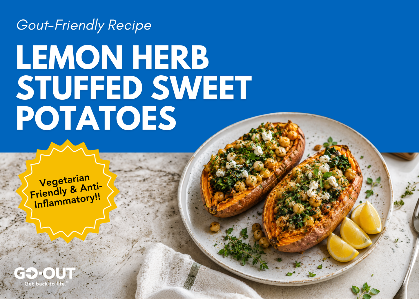 Lemon Herb Stuffed Sweet Potatoes